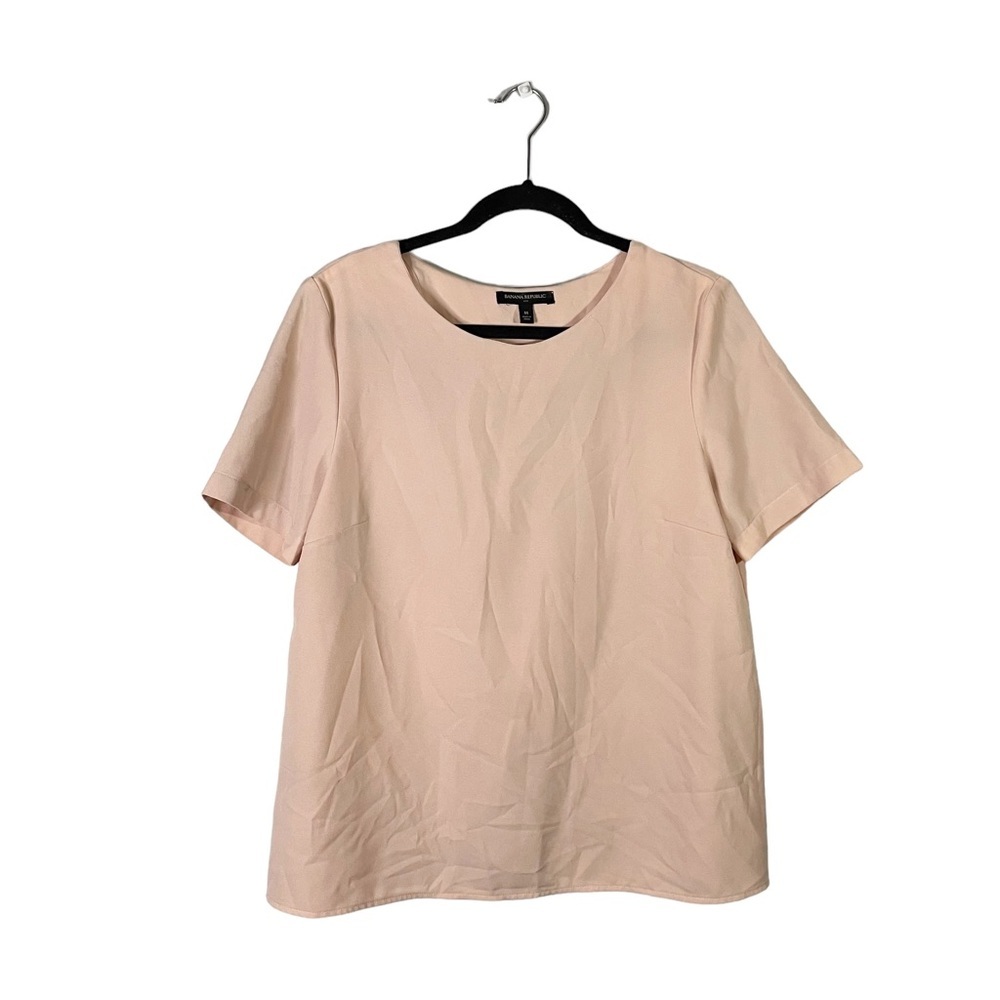 Banana Republic Factory Pink Business Casual Lightweight Short Sleeve Blouse Med
